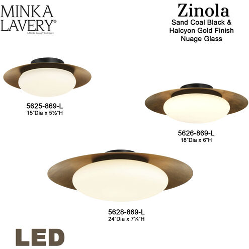 Zinola LED 18 inch Sand Coal and Halcyon Gold Flush Mount Ceiling Light
